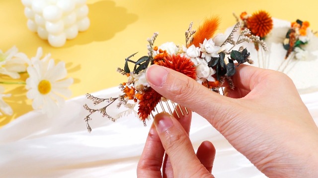 Amazon.com : Suncalla 5 Pcs Burnt Orange Dried Flower Hair Pins